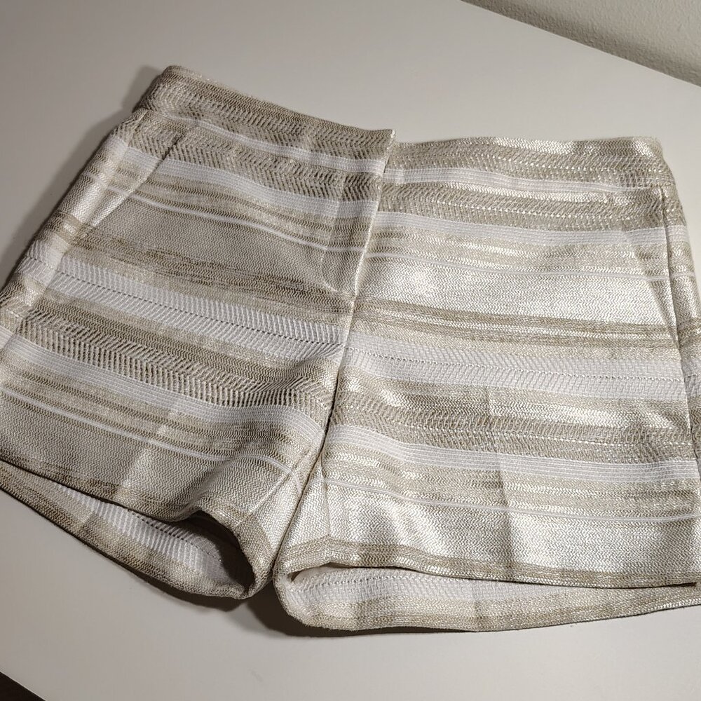 White House Black Market Tweed Shorts Shimmer Thread Striped Minimalist Preppy